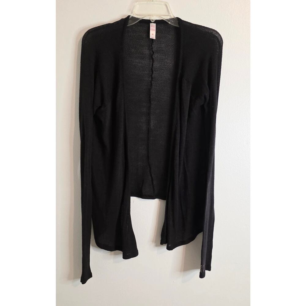 Justice Active Girl's Open Front Cardigan Sweater Size 18 Black Long Front Kids